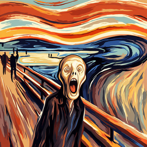 Scream drawing in Oil painting style, on white background