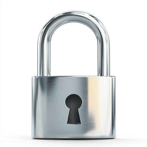 3D padlock on white background, photorealistic style