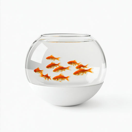 3D fish bowl on flat white background
