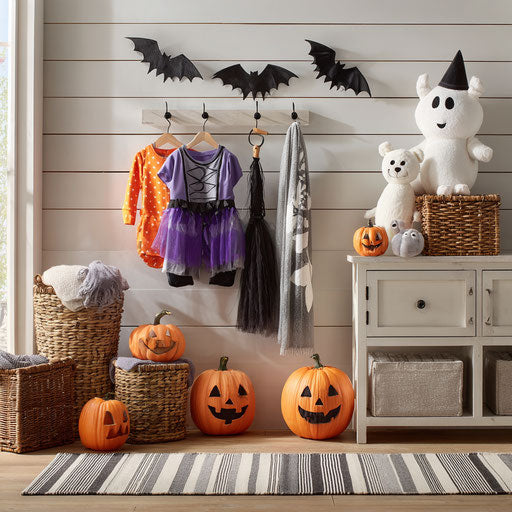 Festive Halloween Decorations in a Store
