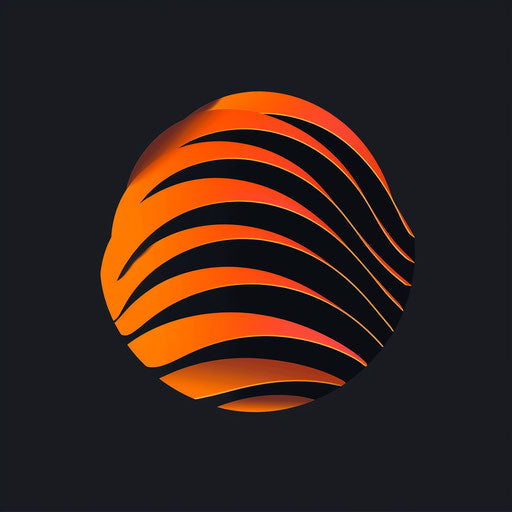 Modern logo in orange and black with a dynamic background