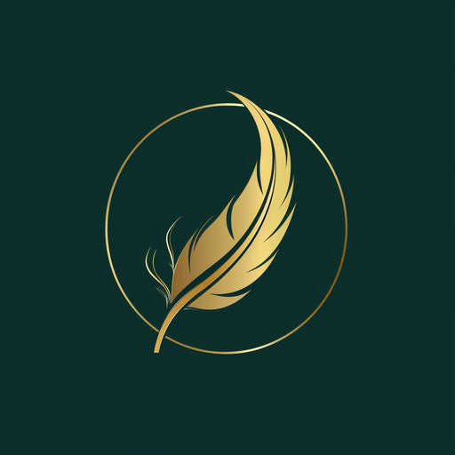 Sophisticated lawyer logo with a feather quill and dark green background
