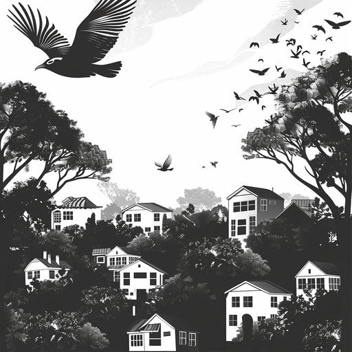 Neighborhood clipart with detailed wings on flat background