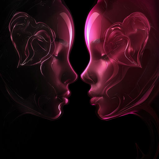 Realistic romance with two pink hearts