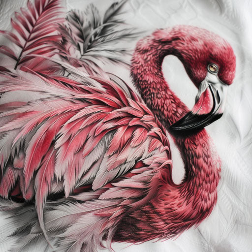 Hyper-realistic flamingo tattoo illustration