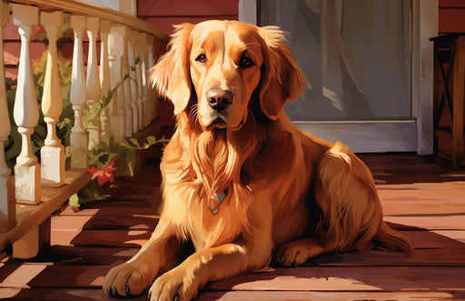 Golden retriever dogs on porch dogs with black eyes captivating gaze 17:11