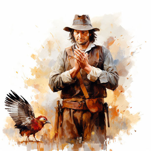 Grateful clipart in the style of Oil painting, on a white background