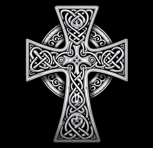 Black and white Celtic pattern with cross design