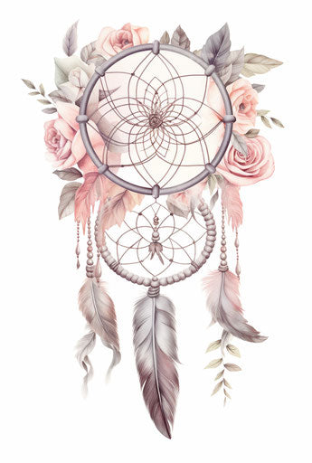 Dream catcher with flowers and arrows, unexpected fabrics