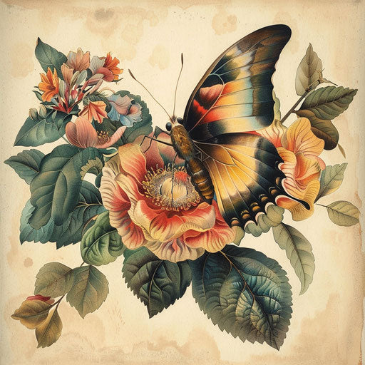 Botanical illustrations in the style of stomach tattoos