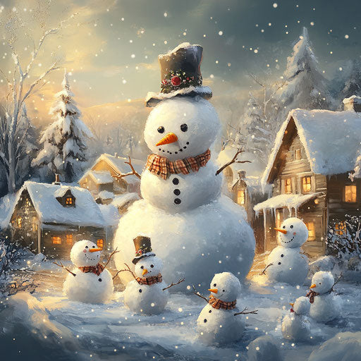Frosty the Snowman building a community of mini snowmen