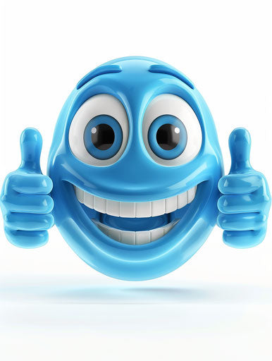 Adorable blue character giving two thumbs up