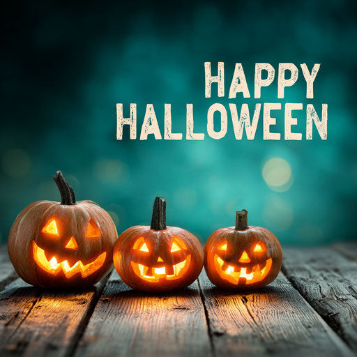 Festive Halloween Scene with Glowing Jack-o'-Lanterns