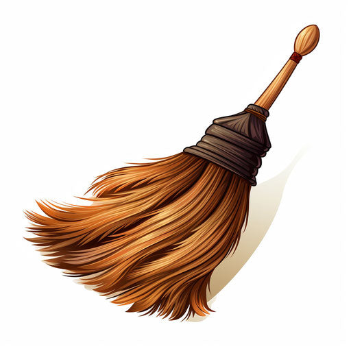 Broom illustration in the style of Chiaroscuro Art, on white background