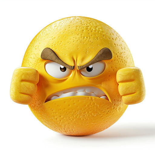 Angry yellow emoticion with a finger gesture