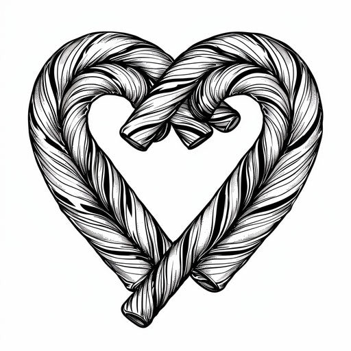Candy cane heart coloring page