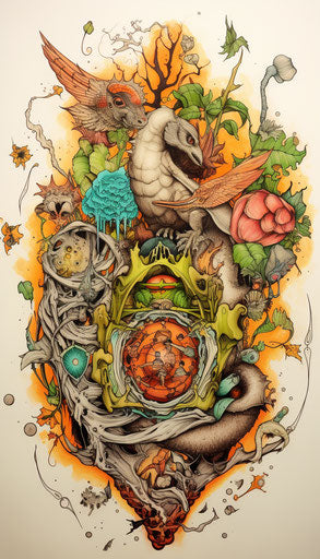 Talisman for flora and fauna, heavy inking style