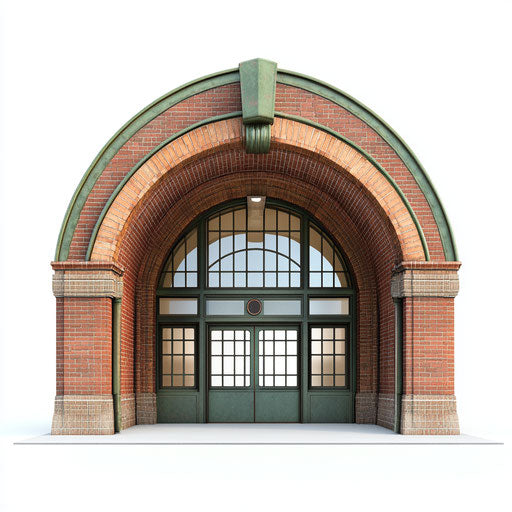 3D Metro Station Entrance on flat white background