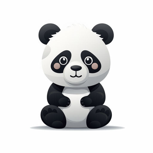 Minimalist style panda clipart on white background