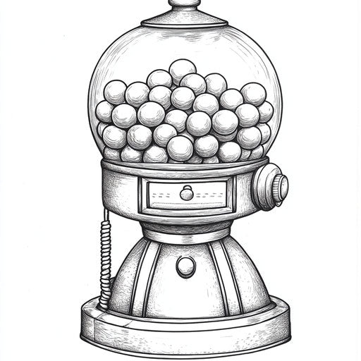 Playful gumball machine with cheerful gumballs