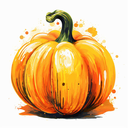 Pumpkin vector in the style of Impressionistic Art, on a white background