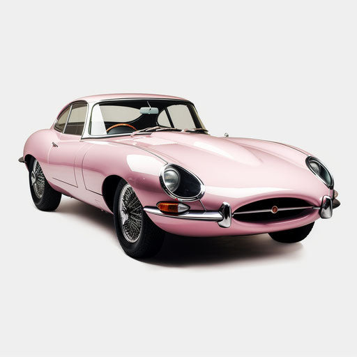 Light pink metallic jaguar e type car