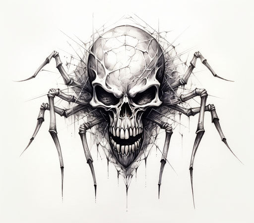 Skull spider tattoo design, simple style cypherpunk HD 8:7