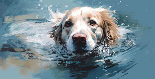 Dog swimming with head above water