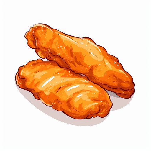 Chicken Wing Illustration in Minimalist Style, on White Background