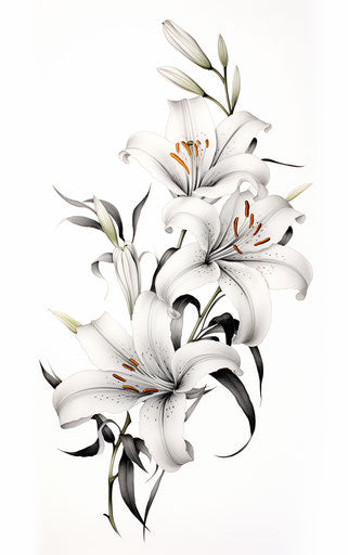Flowers drawing|Small print lily drawing | Lily drawing, classic tattoo style, biblical motifs 5:8