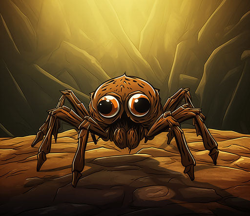 Cartoon spider in sitting pose, hand-drawn animation
