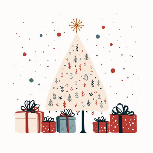 Minimalist merry Christmas and happy new year clipart on white background