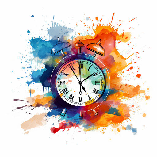 Clock clipart in the style of Impressionistic Art, on a white background