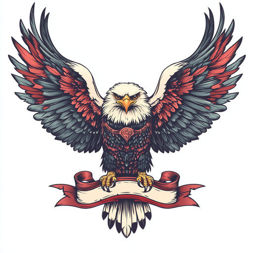 Chest tattoo of heroic eagle in beautiful clipart style