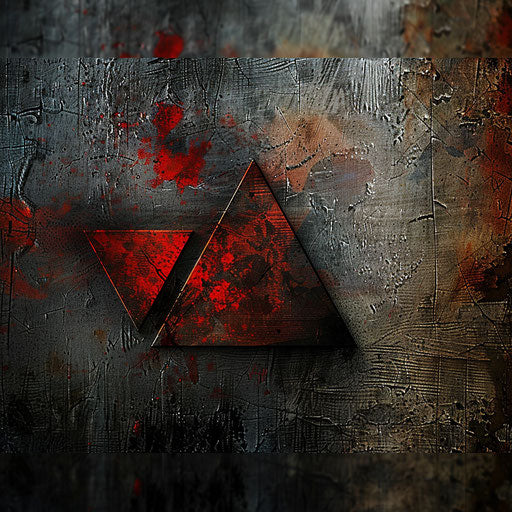 Edgy painting logo with grunge textures on dark textured backdrop