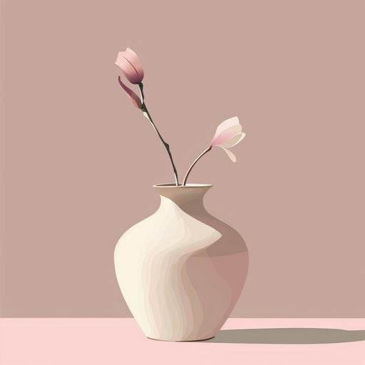 Realistic vase on dusky rose background