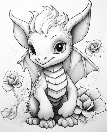 Captivating little dragon, jasmine becket-griffith style, simple lines
