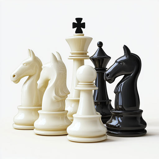 3D chess in photorealistic style on flat white background, isolated clipart
