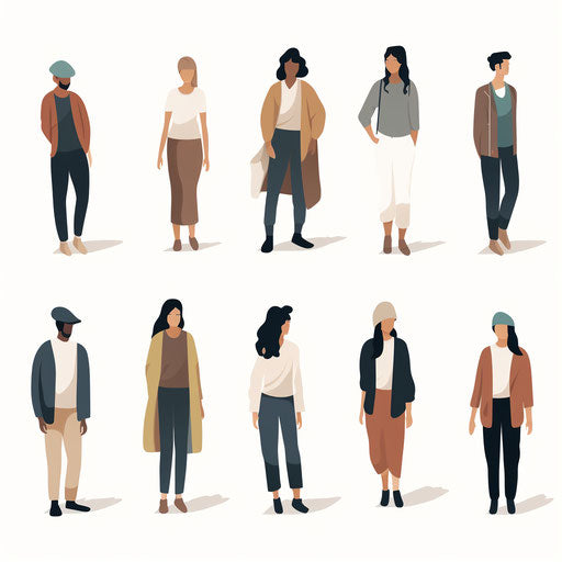 Minimalist people illustration on white background