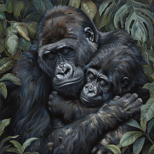 Strong bond between gorilla siblings sharing a quiet moment