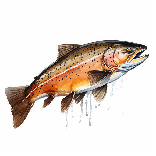 Trout artwork in the style of oil painting