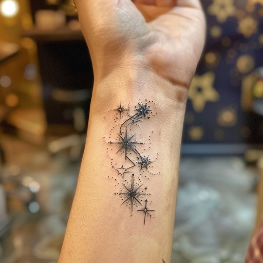 Star constellation wrist tattoo Glenn Fabry style