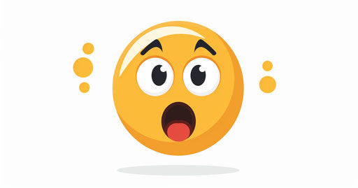 Shocked emoji clipart, yellow on white background, simple design, flat vector style 19:10