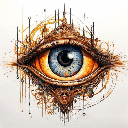 Illuminated eye in opening, watercolor style, eccentric