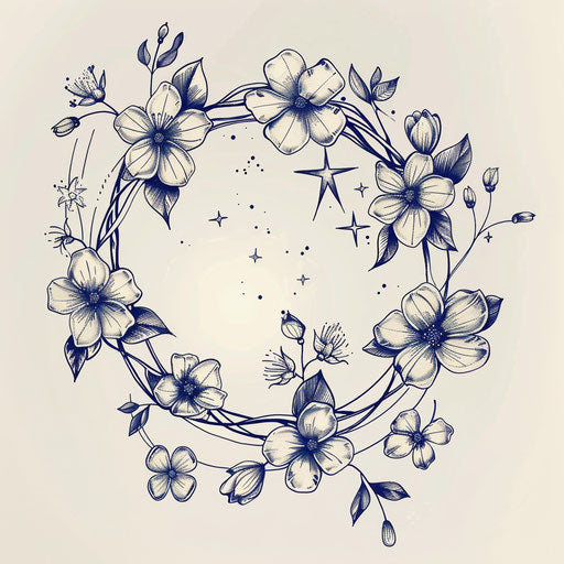 Botanical Virgo Constellation Tattoo Sketch