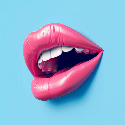 Realistic mouth clipart on vivid random background