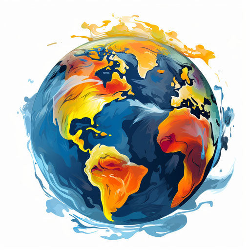 Global warming clipart in Oil painting style