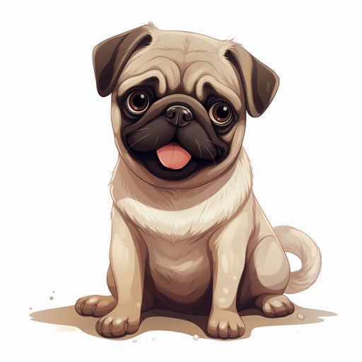A cute pug dog in cartoon style