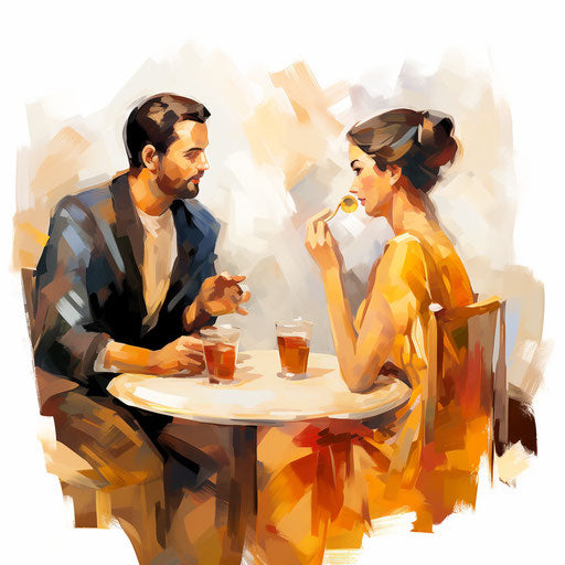 Conversation clipart in the style of Oil painting