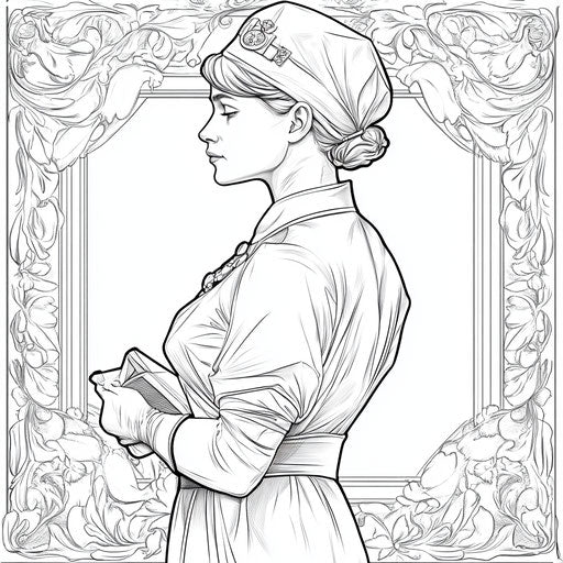 Nurse in vintage uniform, Edward Julius Detmold style